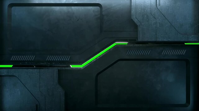 futuristic sci fi metal screen, or futuristic sci fi metal frame, border on green screen animation fvx 4k.