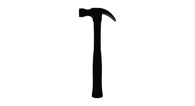 A black hammer silhouette against a white background
