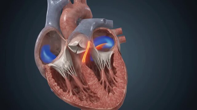 Mitral Valve Prolapse During Ventricular Systole in Beating Heart for Cardiology Education