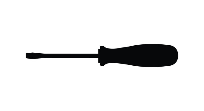 Flathead screwdriver depicted as a black silhouette against a white background