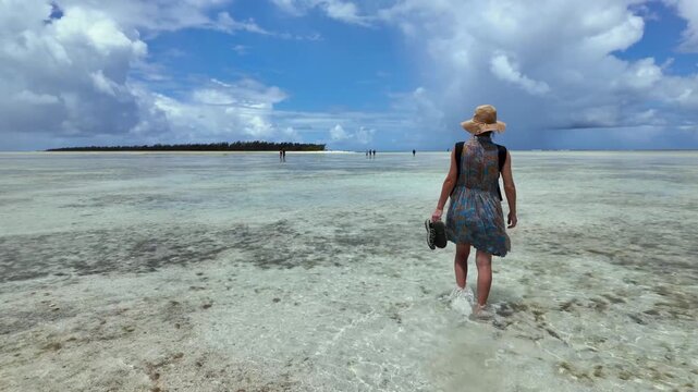Scenic footage of the Rodrigues Island Lagoon, Iles des Cocos, Mauritius, Africa	
