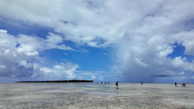 Scenic footage of the Rodrigues Island Lagoon, Iles des Cocos, Mauritius, Africa	

