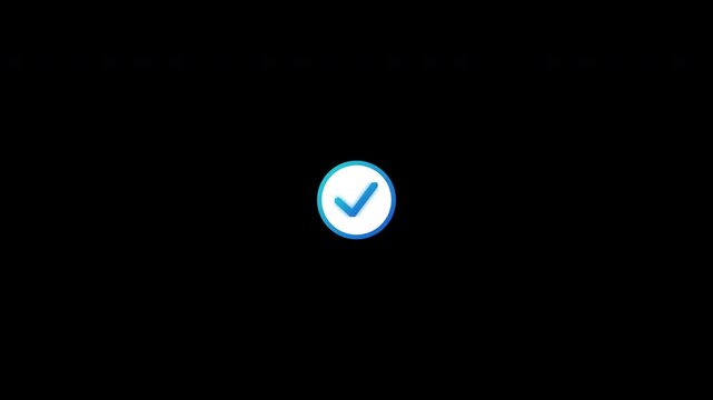 checkmark icon verified success approved symbol on black background for digital task completion interface