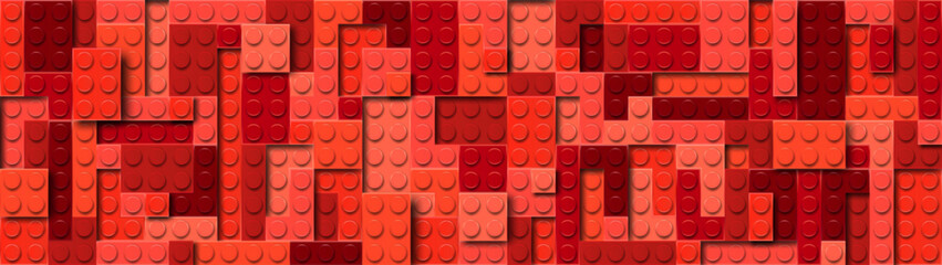 Realistic red plastic constructor background with shadows. Play and build concept. Lava style. Vector illustration © boxerx