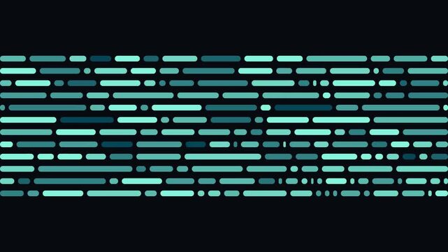 Binary data background technology blue green line and dots animation
