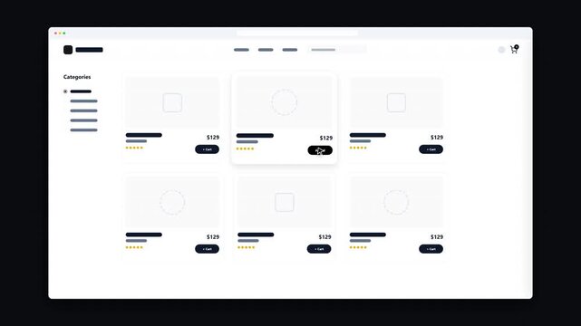 Premium E-Commerce UI Web Design Shopping Cart Checkout Add to Cart Product Storefront Mockup Seamless Loop