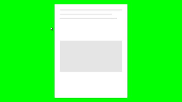 Mouse Cursor Clicking and Opening a Digital Document Icon on a Green Screen Chroma Key Background