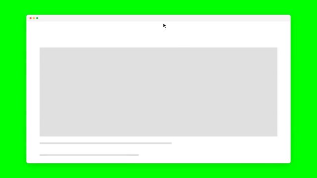 Blank Web Browser Window Mockup Expanding with Mouse Cursor Click Animation on Green Screen