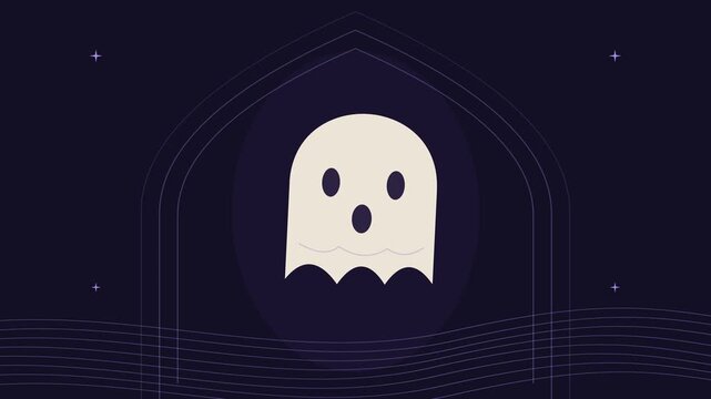 Fant&ocirc;me apparaissant devant une porte gothique dans une sc&egrave;ne d&rsquo;Halloween