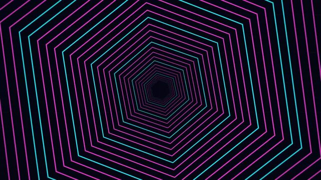 Tunnel g&eacute;om&eacute;trique hexagonal rapide avec alternance de formes
