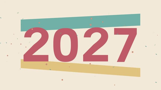 Ann&eacute;e 2027 entour&eacute;e de confettis en papier anim&eacute;s