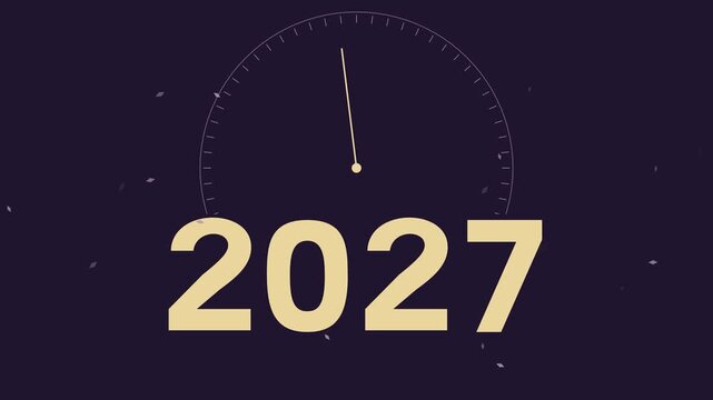 Cadran de minuit avec l&rsquo;ann&eacute;e 2027 pour le Nouvel An