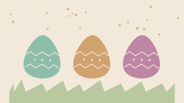 Trio d&rsquo;&oelig;ufs de P&acirc;ques peints dans une animation printani&egrave;re