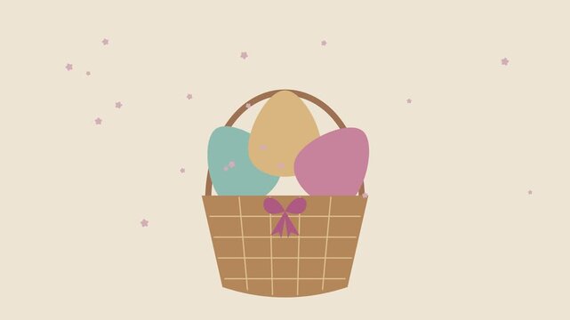 Panier tress&eacute; rempli d&rsquo;&oelig;ufs de P&acirc;ques color&eacute;s