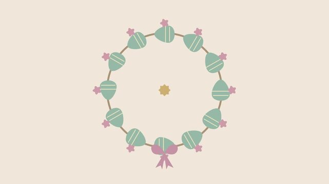 Couronne de fleurs et &oelig;uf de P&acirc;ques dans une composition printani&egrave;re