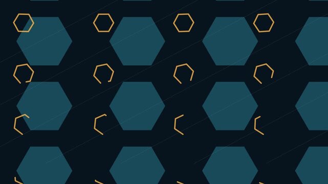 Champ polygonal anim&eacute; compos&eacute; de tuiles hexagonales d&eacute;cal&eacute;es en couches