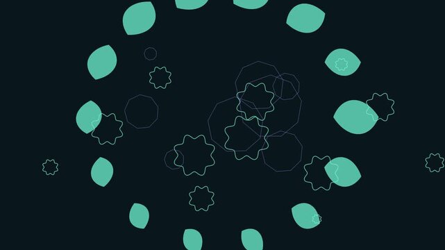 &Eacute;tude de mouvement abstraite avec spirales de rosettes, polygones et formes radiales