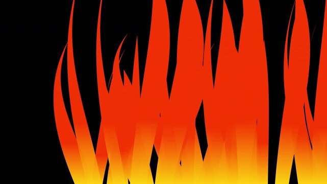 Horizon horizontal de flammes illustr&eacute;es stylis&eacute;es sur fond transparent