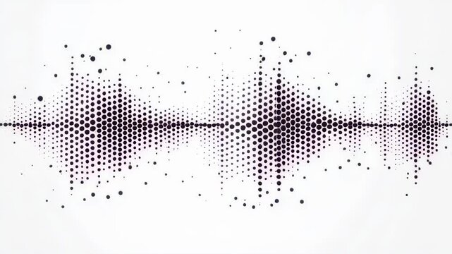 Soundwave Amplitude: A pulsating soundwave visualized with a gradient of dark to light dots, symbolizing audio frequency and rhythm.