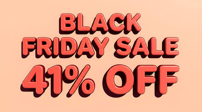 Black Friday sale 41 percent off 3D typography promotion banner with pink background
