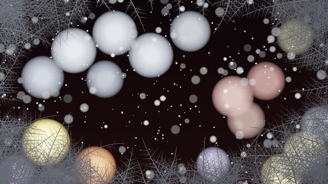 Orbs and frost patterns on dark background. Looped animation
