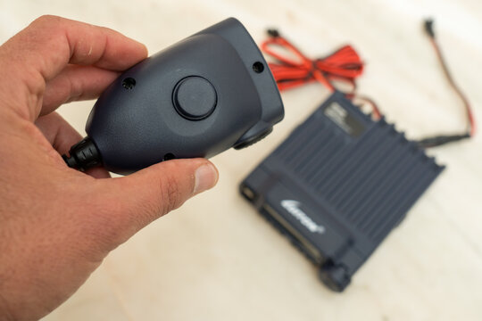 PTT, handheld microphone for CB radio or amateur radio.
