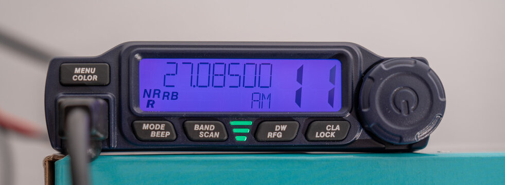 CB radio tuned to channel 11 in AM, general calling channel.