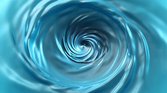 Blue Water Vortex in Abstract Circular Pattern Viewed from Above