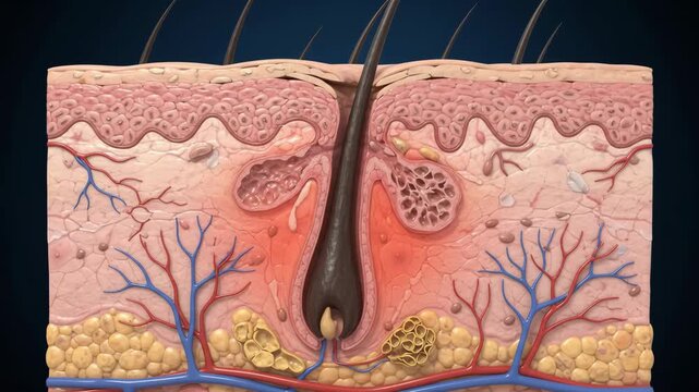 Hidradenitis Suppurativa Showing Follicular Occlusion and Inflammation for Medical Education