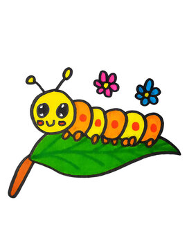 a cute caterpillar is perched on a leaf