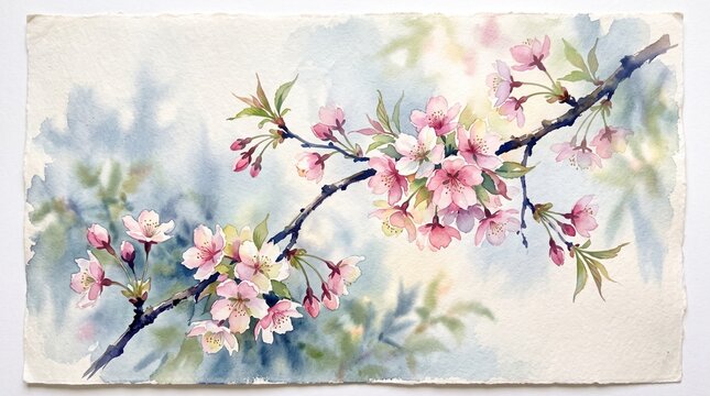Watercolor cherry blossoms