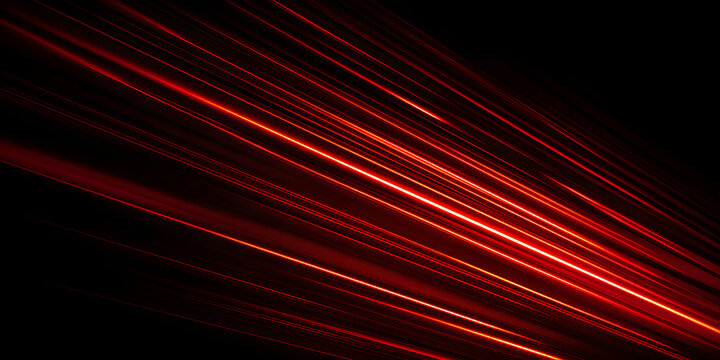 Fast lines with a light effect, red glowing rays, abstract neon traces.