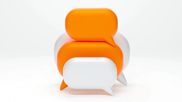 Three speech bubbles on white background representing communication and dialogue