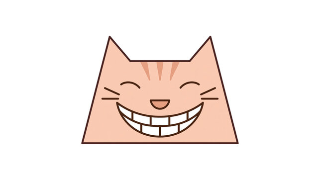 Isolated cartoon smiling cat head with big grin, prominent teeth, and numeric code C (211)