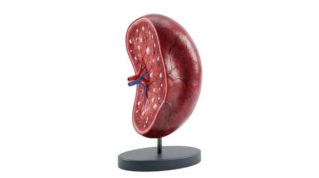 Anatomical human kidney model on stand, medical cross section of internal organ structure, realistic renal system educational tool for healthcare