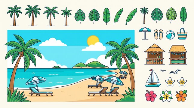 Tropical beach elements