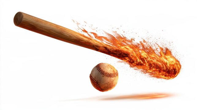 Closeup Baseball Flying with blue particle flames,Baseball ball speed fast magic effect in blue flames,Baseball player hitting ball with bat,home run,stadium,grandstand,sport day,space for text.