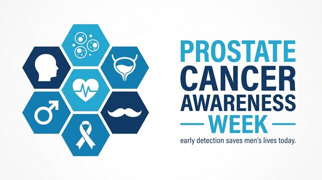 Prostate Cancer Awareness Week Blue Medical Vector Banner
