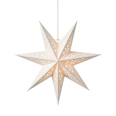 Fototapeta premium White star lantern with intricate cutouts on transparent background