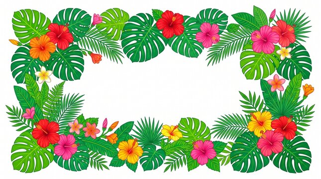 Tropical floral frame