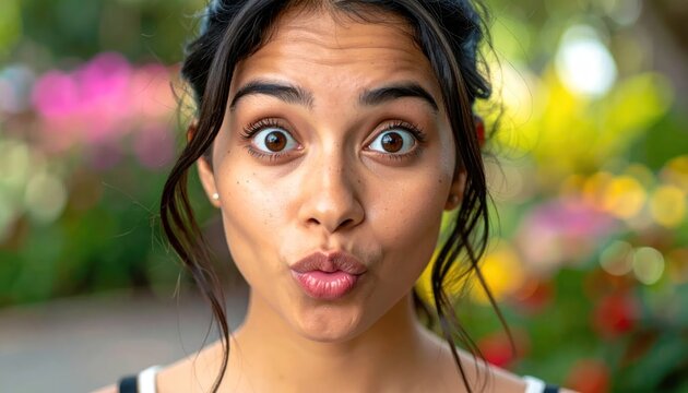 Surprised young woman with open mouth.