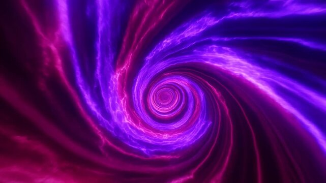 Neon purple and pink vortex spiraling inward through an abstract glowing tunnel