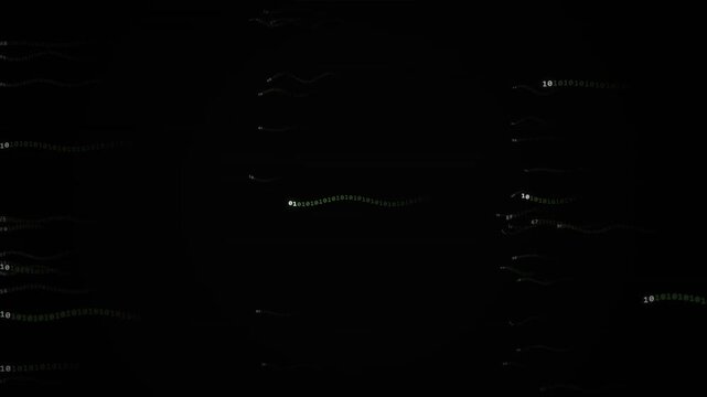 Green digital data streams loop across a dark background for overlay use