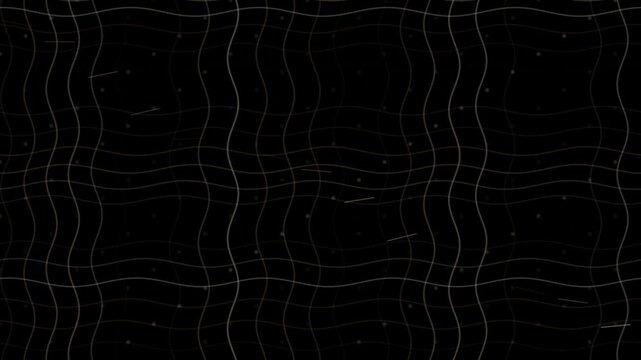 A wavy wireframe grid loops across a dark background as a subtle abstract overlay.