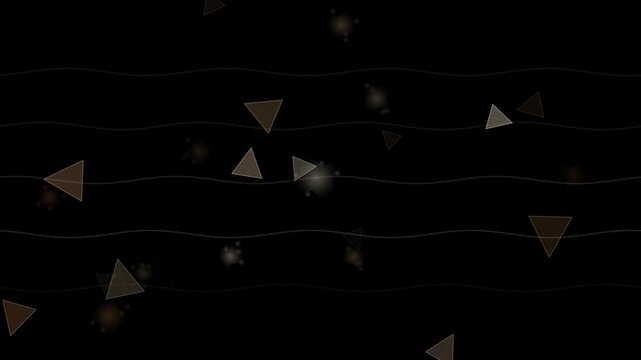 Abstract geometric triangles drift over dark wavy lines forming a seamless looping background overlay