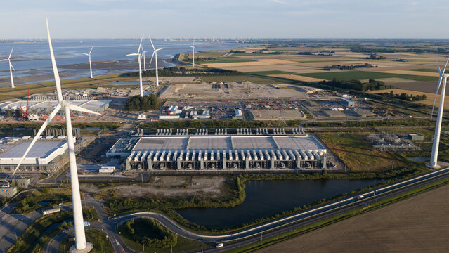 Aerial view of Data Center Campus in Eemshaven for Cloud and AI Computing