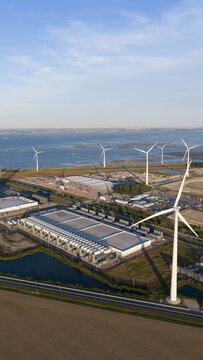 Aerial view of Data Center Campus in Eemshaven for Cloud and AI Computing