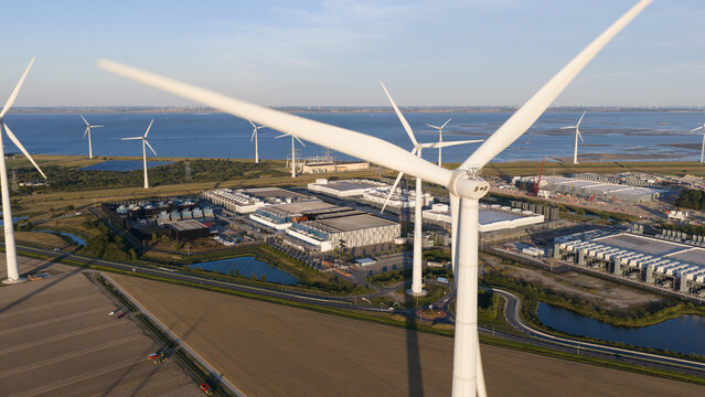 Aerial view of Data Center Campus in Eemshaven for Cloud and AI Computing