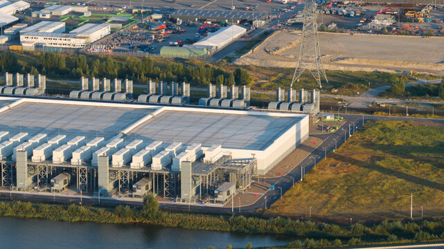 Aerial view of Data Center Campus in Eemshaven for Cloud and AI Computing