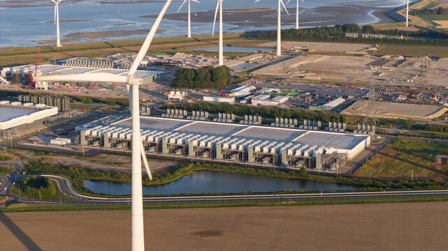 Aerial view of Data Center Campus in Eemshaven for Cloud and AI Computing